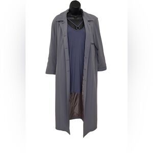 ✨ Vintage Carol Cohen Long Trench Coat – Lavender Slate – Lined – Style CL528 ✨